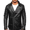BOLF Uomo Giacca in pelle collo alla coreana Ecopelle Biker Invernale mezza stagione Trapuntata da aviatore Bomber Cerniera lampo Cerniera Casual Style 6803A Nero L [4D4]