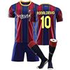 TKUI Ronaldinho # 10 set maglie da calcio da uomo, per adulti e bambini, maglietta + pantaloncini + calzini, adatta per tifosi