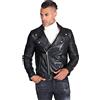 D'Arienzo Chiodo Pelle Nera Uomo Biker Motociclista Vera Pelle Made in Italy Chiodo Nero/54
