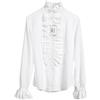 Chollius Camicia Vittoriana Donna Scollo a Balze Camicetta Gotica a Maniche Lunghe con Colletto Arruffato Alto Retro Top Botton Down Papillon Tinta Unita Blusa Vintage (Bianco, M)
