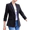 Lazutom Giacca da donna slim fit in velluto a coste casual da lavoro formale da donna giacca giacca giacca, Nero , 36