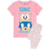 SONIC THE HEDGEHOG Pigiamas Girls Pink Gamer T Shirt & Long Lunghezza Pjs Set 6-7 Anni