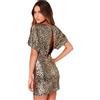 ShallGood Minetom Donna Sexy Rotondo Collo Paillettes Bodycon Mini Vestito Elegante Manica Corta Senza Schienale Abiti Corti Cerimonia Festa Cocktail Nozze Club Oro IT 46