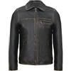 Infinity Leather Giubbotto Bomber Harrington Classico da Uomo in Pelle Invecchiata Nera con Collo Elegante Vintage M