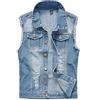 TienNew Giacca Denim Uomo Retro Cappotto Jeans Senza Maniche Giacca Giubbotto Smanicato Gilet da Esterno M-5XL