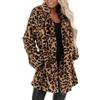 MINGCHE Giacca da donna leopardata in pelliccia sintetica per autunno e inverno, alla moda, con tasche in peluche e tasche, marrone, L