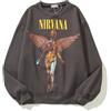 YMHXBSX Moda Hip Hop Felpa per Unisex Adulti Adolescenti Nirvana Ala Stampa Manica Lunga Maglione Con Cappuccio Alla Moda Pullover Top, Grigio, L