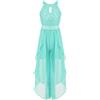 dPois Abito da Cerimonia Bambina Lungo Elegante Chiffon Tuta da Feste Principessa Sposa Senza Maniche con Perline Scintillanti e Pantaloncini Jumpsuit Tutine, 6-16 Anni Menta Verde 15-16 Anni