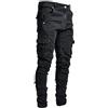 KJDWJKJRF Pantaloni da moto per uomo, da moto, da uomo, in denim, con inserto elasticizzato in aramide, con tasca Streetwear, A nero, XL