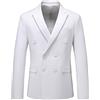 WANMN Cappotto da Giacca Doppiopetto da Uomo Casual Business Tinta Unita, Bianco, XXL