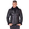 D'Arienzo Giaccone in Pelle di Montone Nero Uomo Giubbotto Biker Giubbino Shearling Vera Pelle Made in Italy Peter Nero/46