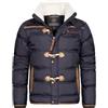 GEO NORWAY Geographical Norway giacca invernale da uomo con colletto in pelliccia stile orsacchiotto Nero XXL