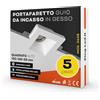 King Led Kingled Confezione da 5pz di Portafaretti in Gesso Ceramico Modello Quadrato Semplice con Attacco GU10, Faretti in Gesso da Incasso per Cartongesso, Cornici in Gesso Verniciabile