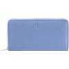 DUDU Portafoglio donna grande RFID di vera pelle colorato zip around Blu pastello