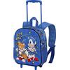 Sonic The Hedgehog - SEGA -Sonic Lets roll-Zaino 3D con Ruote Piccolo, Blu, 26 x 34 cm, Capacità 12.5 L