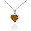 AMBEDORA Collana da Donna con Ambra, Argento Sterling Lucidato, Ambra Baltica Color Cognac, Ciondolo D'argento con Cuore D'ambra Misura S con Catena