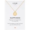 LUUK LIFESTYLE Catenina da donna in acciaio inossidabile con ciondolo conchiglia e carta regalo HAPPINESS, portafortuna, idea onomastico e compleanno, oro