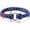 COOLSTEELANDBEYOND Acciaio Vite Ancoraggio Grillo Braccialetto, Uomo Donna Blu Bianco Rosso Bracciali Corda, Nautico Fascia di Polso