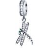 GLOWDAS Scintillanti libellula charms, compatibile con bracciale/collana insetto Pandora da donna, perline Ciondolo libellula CZ in argento sterling 925, regali di Natale per sorella/zia/figlia/madre/figlio