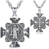 Friggem Collana con Medaglia San Benedetto in Argento 925 Croce Collana da Uomo Ciondolo Pendente Protezione Gioielli Amuleto Religioso per Donna Uomo