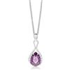 MIORE Collana Donna Argento, Catena con Ciondolo di Ametista e Zirconi in Argento Sterling 925. Gemma naturale Taglio Goccia. Catenina Grumetta Cm 45. Pendente Donna anallergico.