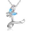 EUDORA Harmony Ball Collana a Farfalla Iniziale in Argento Sterling 925 con Lettera Dell'alfabeto Collane con Ciondolo Personalizzato con Zirconi Blu per Donna Ragazza Madre Gioielli Catena da 45 cm
