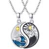 JFASHOP Yin Yang Collana in argento Sterling 925 Taichi Coppia BFF catena montagna sole ciondolo collana 2 pezzi Yin Yang collana gioielli regalo per donna uomo couple, Argento sterling