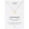 LUUK LIFESTYLE Collana con Ciondolo Luna in Acciaio Inossidabile e Carta regalo HAPPINESS, Regali per Lei, Donna, Moglie, Madre, Impermeabile, Portafortuna, Gioiello Elegante, Oro (50cm c.)
