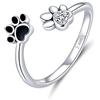 NewL LOVE Diamond Animal Footprint Finger Wrap Band Cute Puppy Dog Cat Pet Paw Print Anello in argento sterling 925 for Pet Dog Cat Lovers