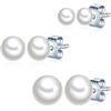Valero Pearls Set di 3 Orecchino a perno da Donna in Argento Sterling 925 con Perla di coltura di acqua dolce A bottone ca. 4,0-6,0 mm