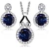 Crystalline Azuria Donna 18ct Placcato Oro Bianco Rotondo Zaffiro simulato Blu Cristalli di Zirconi Parure Collana con Ciondolo 45 cm Orecchini