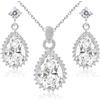 Crystalline Azuria Donna 18ct Placcato Oro Bianco Lacrima Bianco Cristalli di Zirconi Nozze Parure Collana con Ciondolo 45 cm Orecchini Pendenti