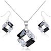 Crystalline Azuria Donna 18ct Placcato Oro Bianco Nero and Bianco Cristalli di Zirconi Rombo Parure Collana con Ciondolo 45 cm Orecchini Pendenti