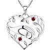 YL Mamma Collana Argento 925 Mom Hold Collana ciondolo a mano per bambini Regali per mamma (Rubino intenso)