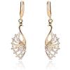 Crystalline Azuria Donna 18ct Placcato Oro Pavone Orecchini Pendenti con Bianco Cristalli di Zirconi