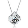 Crystalline Azuria Donna 18ct Placcato Oro Bianco Rombo Cubo Collana con Ciondolo con Bianco Cristalli di Zirconi 45 cm