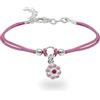 inSCINTILLE Braccialetti Bambina con Filo Cerato e Charm in Argento 925, Girotondo Bracciale Bambina e Bambino (Fiore Rosa)