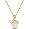Miore Collana Donna Perla di fiume con Catena, Oro Giallo 9 Kt / 375 Catenina Cm 45