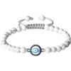 COAI Bracciale Occhio del Diavolo con Perle di Howlite Pietra Naturale da Uomo e da Donna, Bracciale Howlite Regolabile Unisex 18cm