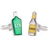 Onyx Art Gemelli a forma di bottiglia Gin and Tonic, presentati in cofanetto regalo Onyx Art London