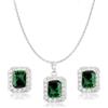 Crystalline Azuria Donna 18ct Placcato Oro Bianco Parure con Verde Smeraldo simulato Cristalli di Zirconi Collana con Ciondolo 45 cm Orecchini a Lobo