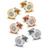 Feilok - Orecchini unisex, in acciaio inox neutro, con numeri romani e zirconi, idea regalo per Natale e compleanno, Acciaio inossidabile