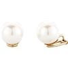 Traveller orecchini a clip - Senza piercing all'orecchio - Perla Ø 14 mm - Bianco - Placcati in oro 22 ct - 801014