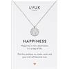 LUUK LIFESTYLE Collana elegante per donne e ragazza, con pendente conchiglia, in acciaio inossidabile e cartolina HAPPINESS, motivo marino e balneare, argento