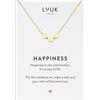 LUUK LIFESTYLE Collana da donna in acciaio inossidabile con pendente Tre cerchi e cartolina HAPPINESS, stile chic ed elegante, accessorio alla moda, oro