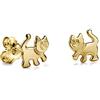 Miore Orecchino per Bambina Oro Giallo 18 Kt / 750 Piccoli a Lobo con Gatto