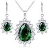 Crystalline Azuria Donna 18ct Placcato Oro Bianco Lacrima Verde Smeraldo simulato Cristalli di Zirconi Parure Collana con Ciondolo 45 cm Orecchini