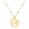 WANDA PLATA Collana Donna Mappamondo Argento 925 Placato Oro, Girocollo Catenina 40 cm + 5 cm Regolabile Collana Viaggiare, Ciondolo Mondo, Gioelli