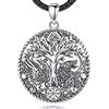 AEONSLOVE Collana Albero della Vita Vichingo Argento 925 Donna Uomo Ciondolo Yggdrasil Albero della Vita Collana Odino Corvo e Lupo Gioielli Rune Vichinghe Regalo Nordico Amuleto Talismano