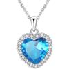 Crystalline Azuria Donna 18ct Placcato Oro Cuore Collana con Ciondolo con Blu Acquamarina simulato Cristalli di Zirconi 45 cm